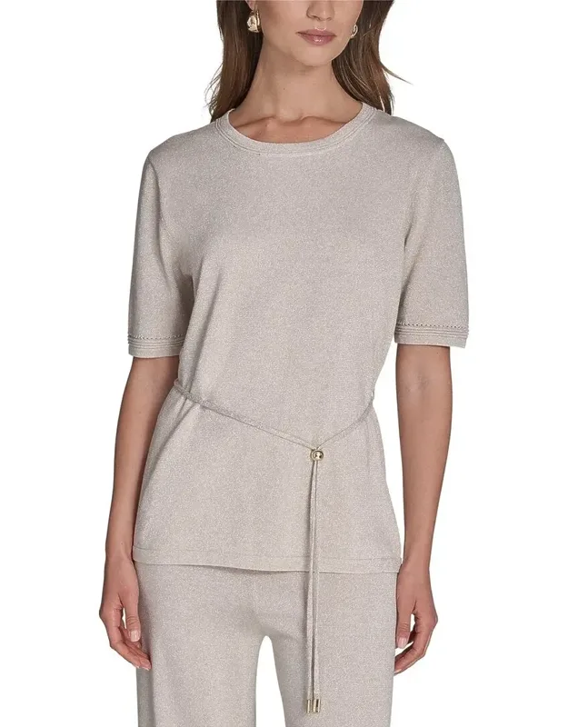 Belted Short Sleeve Sweater
