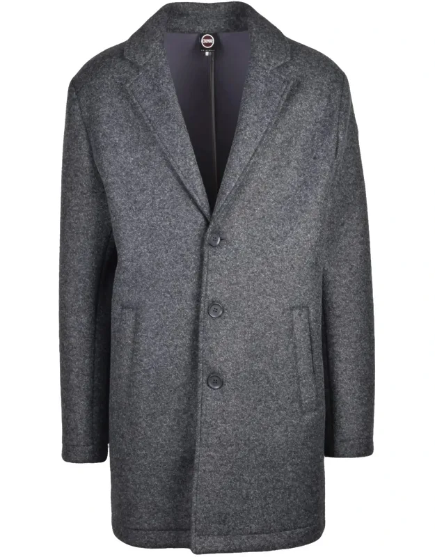 Polyester-blend Button Coat
