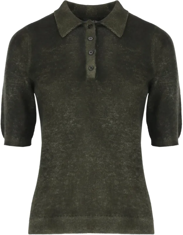 Ribbed Short-sleeve Polo Shirt