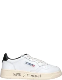 White Medalist Sneakers With Multicolor Logo And Breathable Design