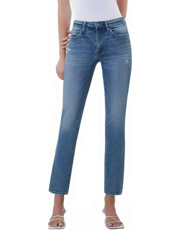 Mid Rise Slim Straight Leg Jeans