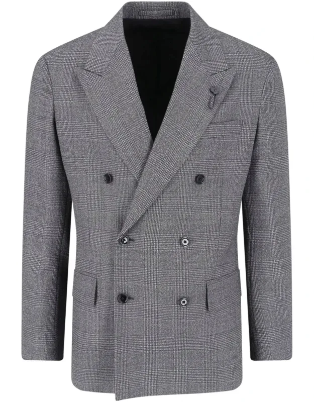 Pied De Poule Double Breasted Blazer
