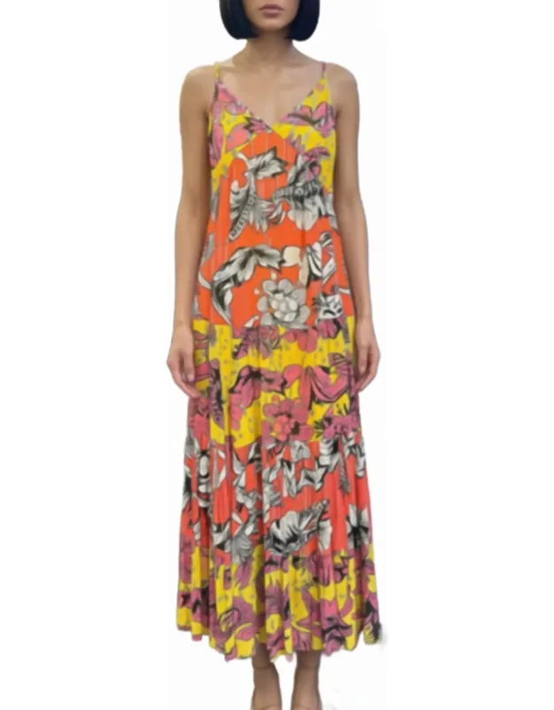 Flowy V Neck Maxi Dress