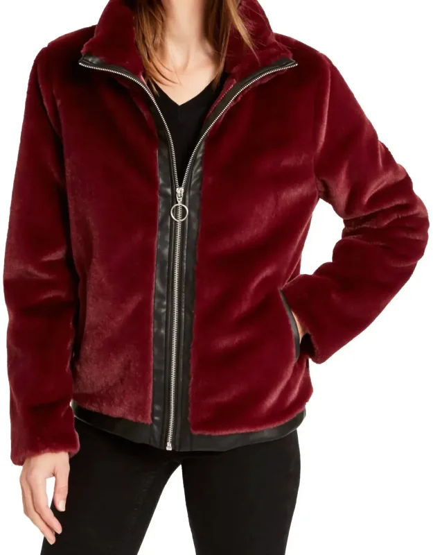 Activewear Faux Fur Zip Front Jacket