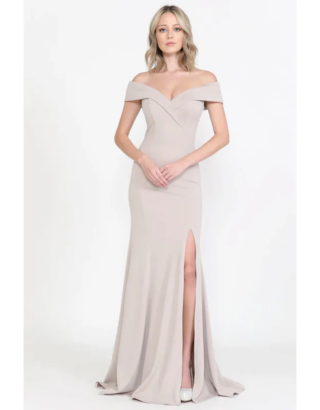 Simple Off Shoulder Bridesmaid Prom Long Dress