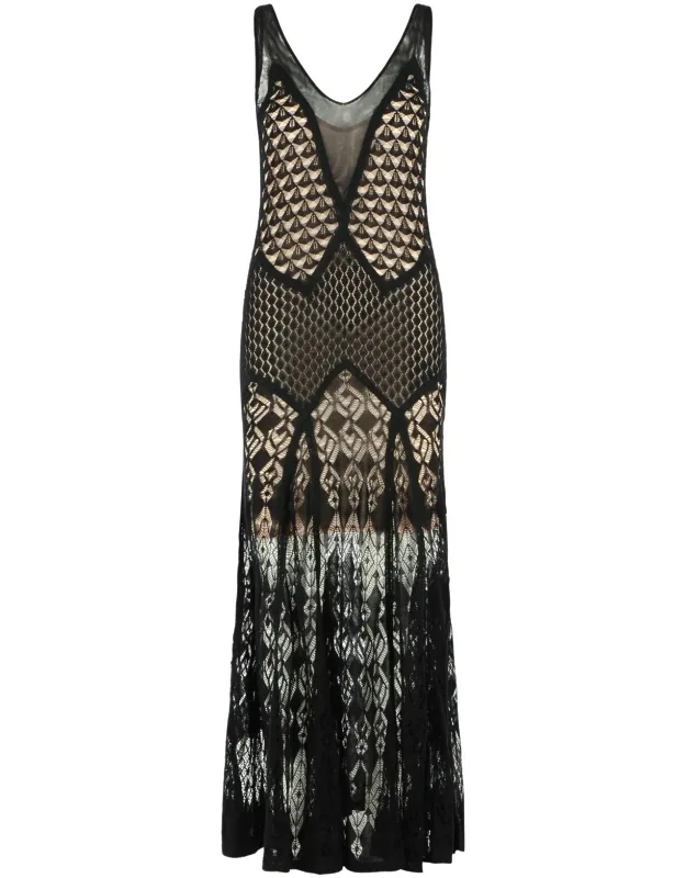 Long Dress In Worked Cotton