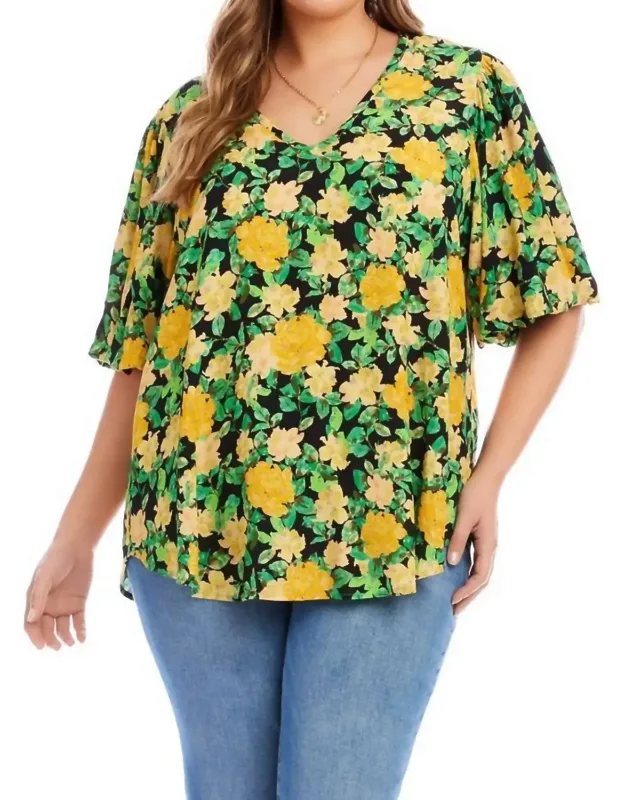 Puff Sleeve Top In Floral Print
