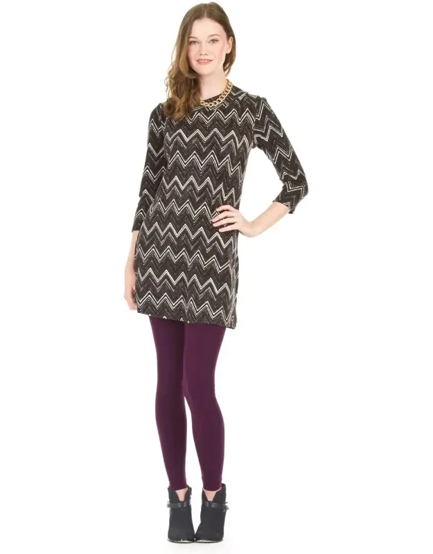 Chevron Print 3/4 Sleeve Sweater Dress