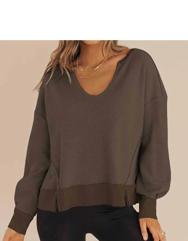 Waffle Knit Long Sleeve Sweatshirt