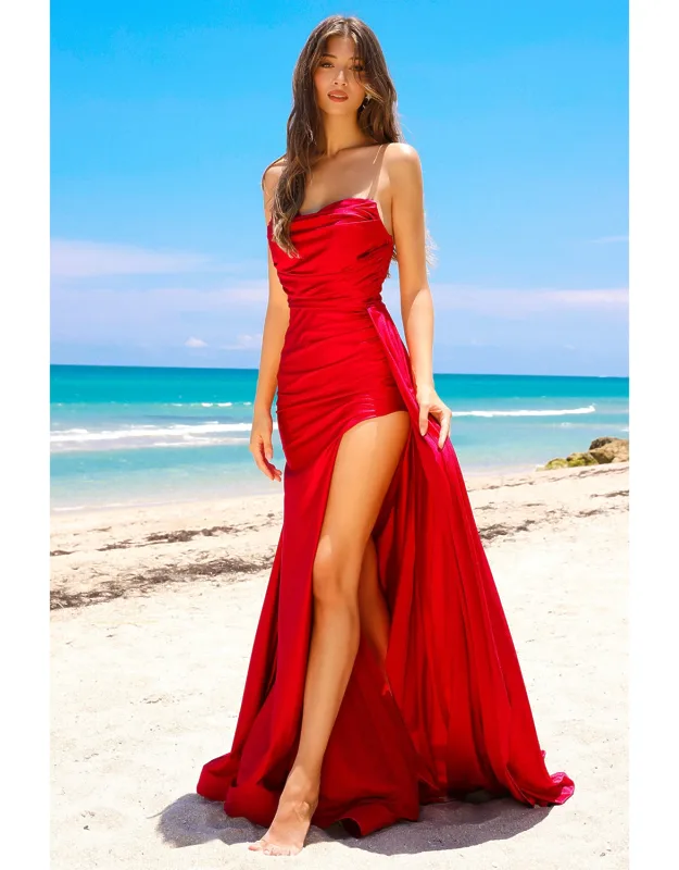 Simple Ruch Strapless Formal Dress With Side Cape