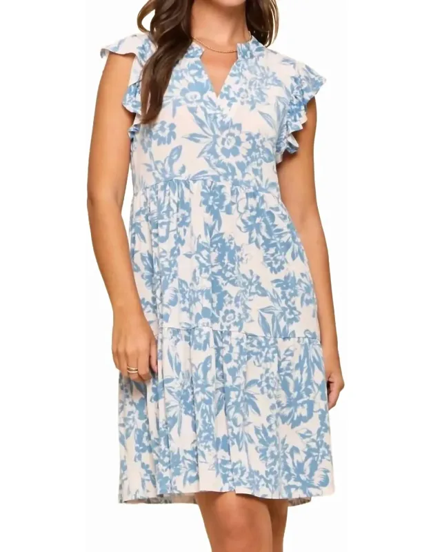 Tiered Flutter Sleeve Mini Dress