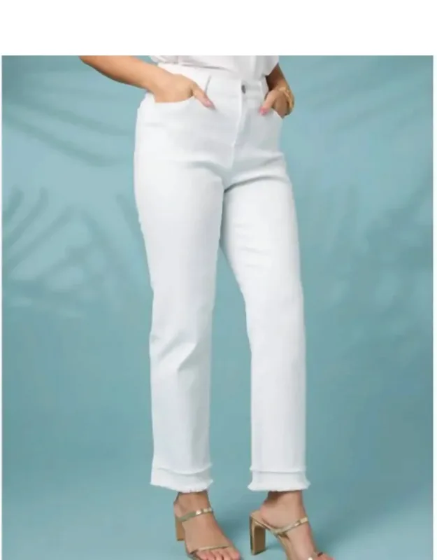 Straight Jeans With Double Fringe Denim
