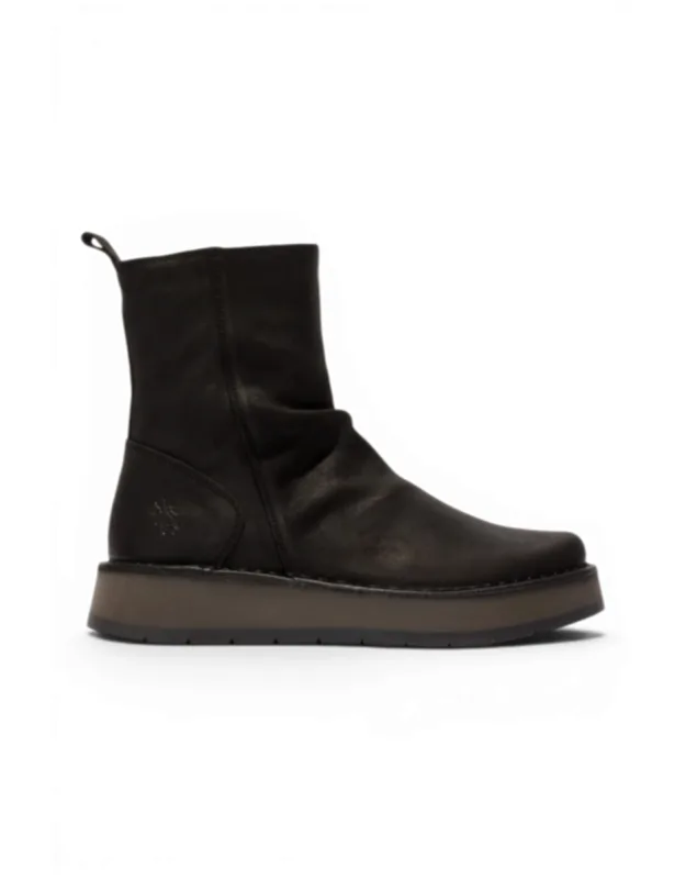 Suede Leather Zip Up Platform Ankle Boots