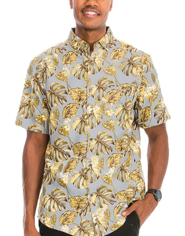 Hawaiian Print Button Down Shirt - Durable And Breathable Fabric, Regular Fit