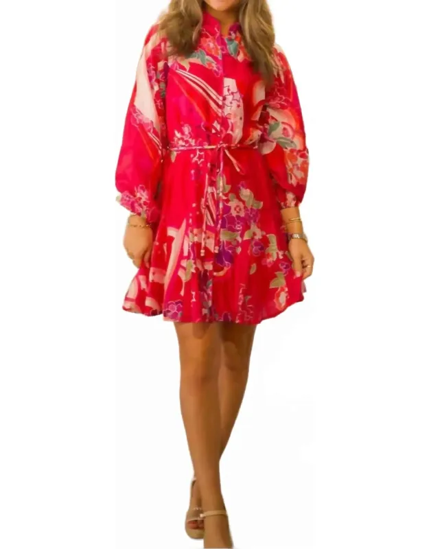 Printed Mini Dress With Godets
