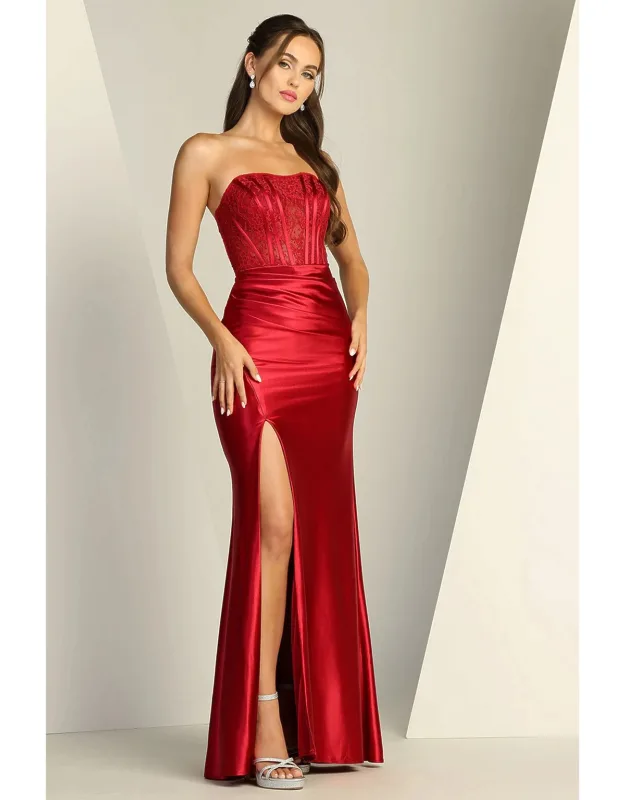Pleated Lace Corset Prom Dress
