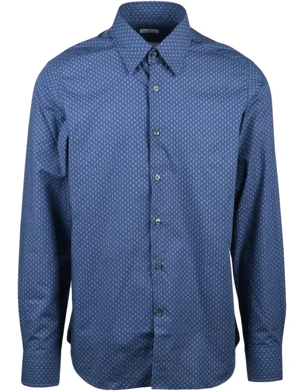 Shirt With Classic Collar And Dotted Texture