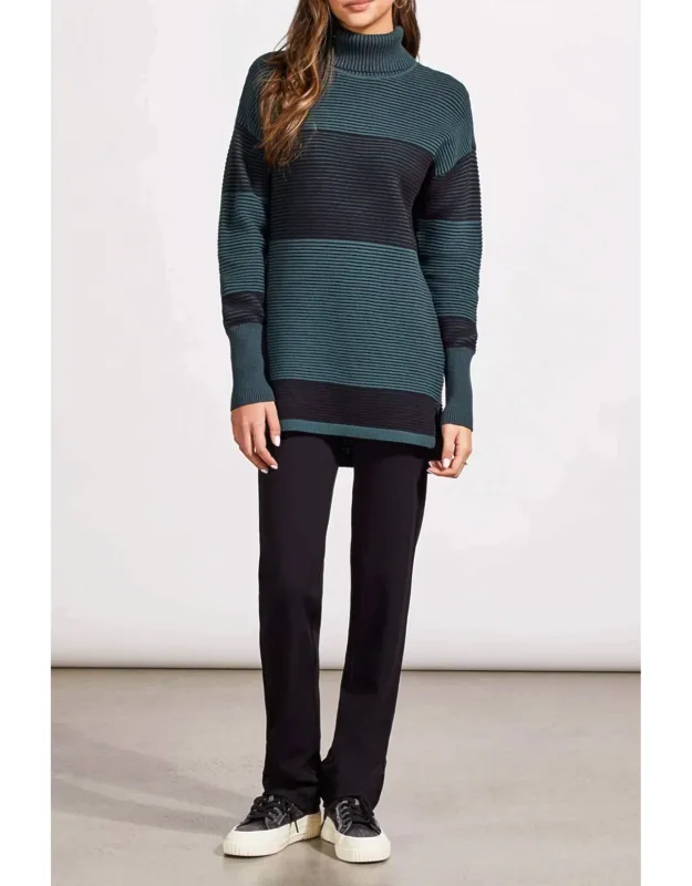 Two Tone Ottoman Turtleneck Sweater