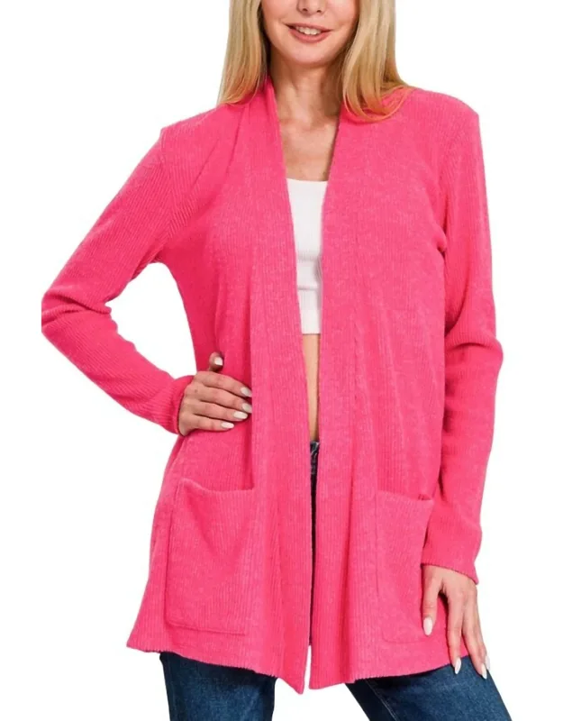 Heather Ribbed Sweater Open Front Cardigan