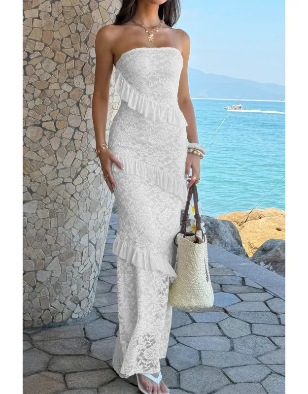 Off Shoulder Bodycon Lace Maxi Dress