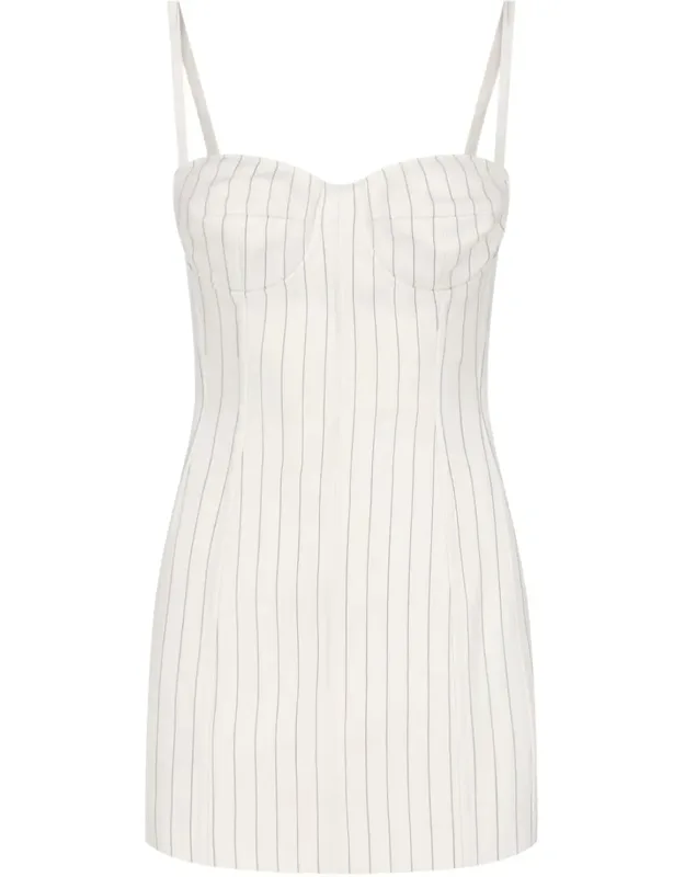 Gessato Virgin Wool Pinstripe Mini Dress
