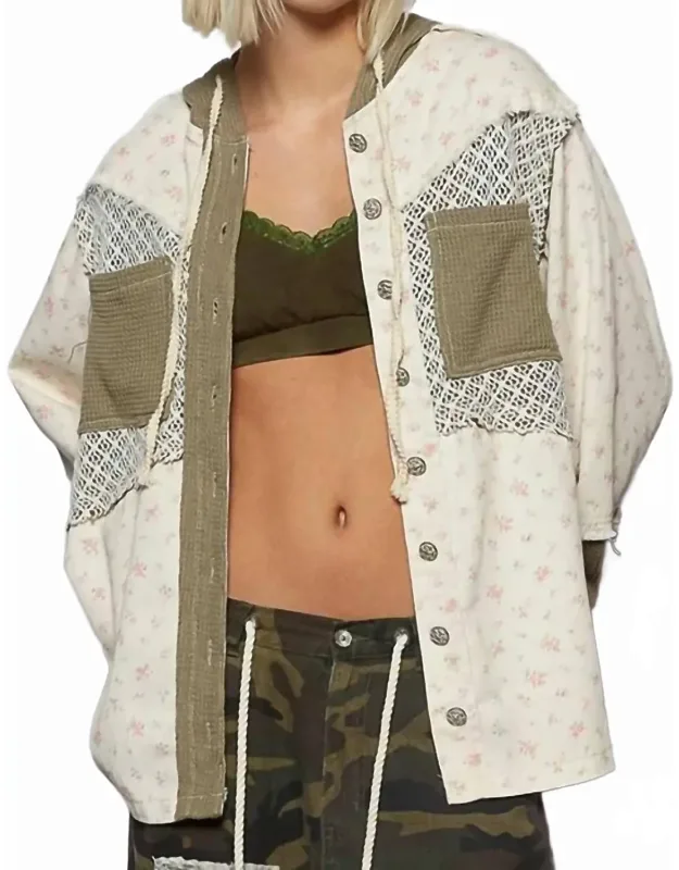 Balloon Sleeve Frayed Edge Detail Hoodie Jacket