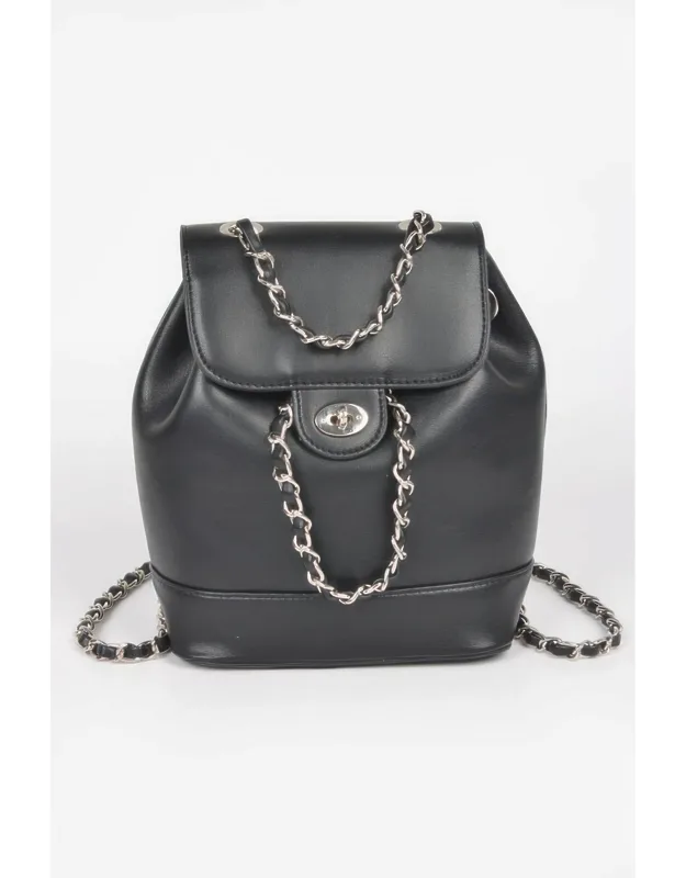 Faux Leather Flap Backpack