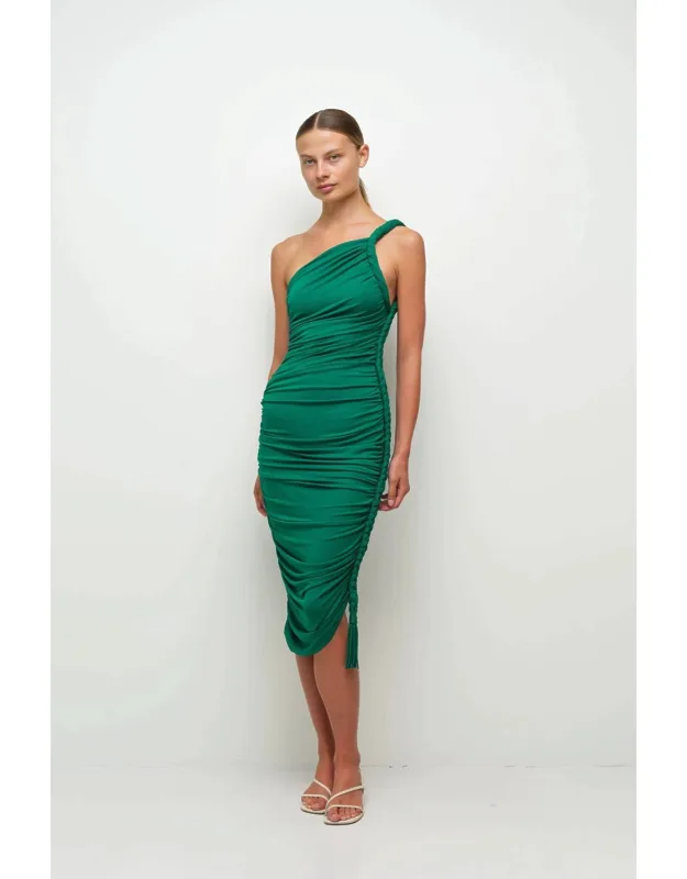 Draped Jersey Midi Dress