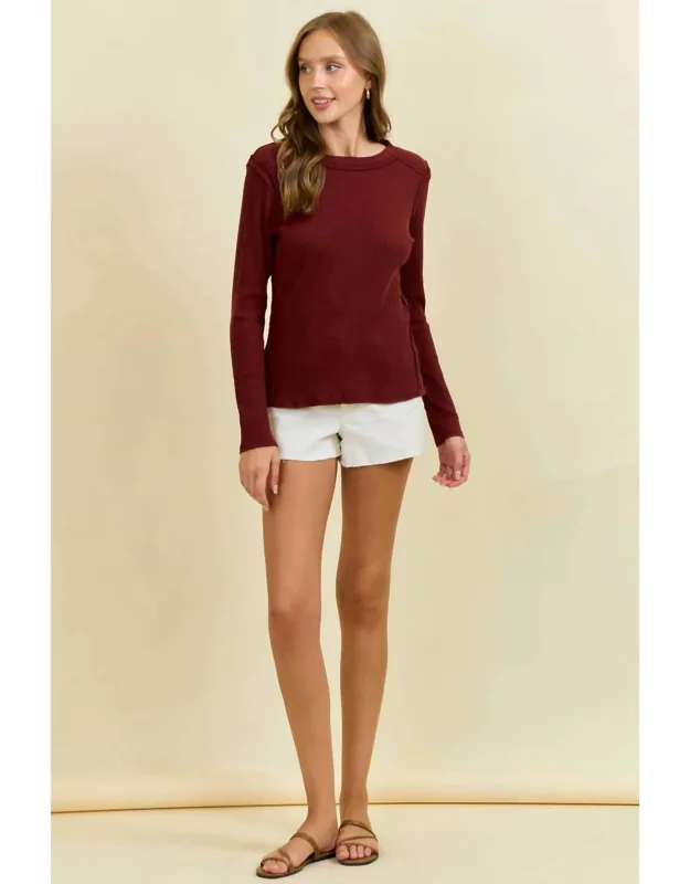 Western Yoke Ribbed Long-sleeve Tee