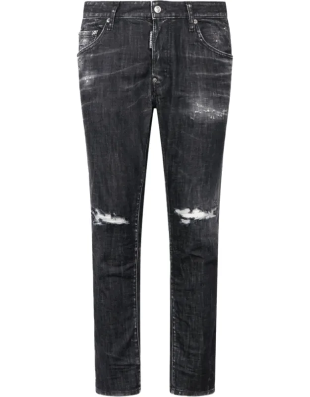 Slim Fit Distressed Jeans With Classic Five-pocket Styling