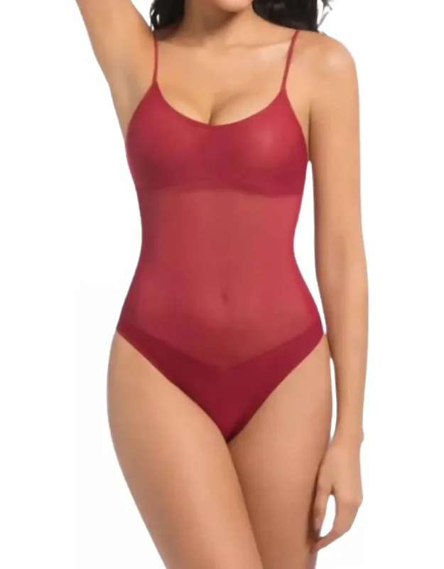 Two-toned One Piece Tan Through Swimsuit