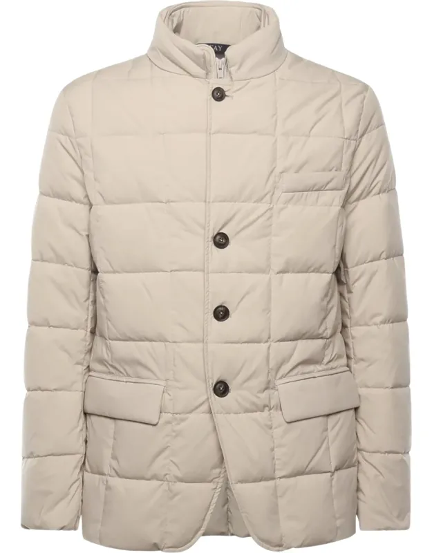 Quilted Short Coat With Double-breasted Front And Pockets