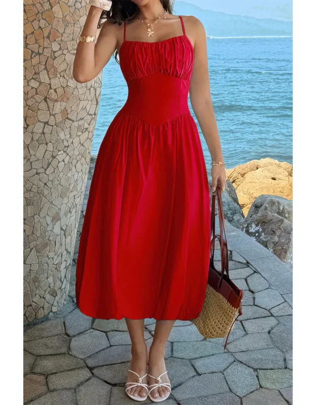 Sleeveless Ruched Bust A-line Dress