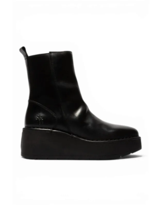 Leather Wedge Heel Platform Ankle Boots
