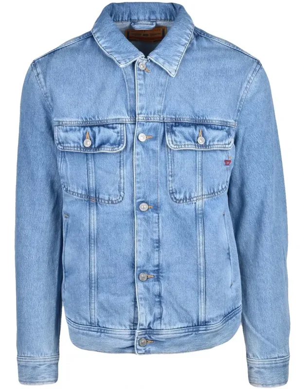 Cotton Denim Jacket With Structured Collar