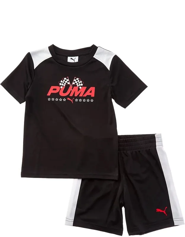 T-shirt & Short Set With Crewneck And Ribbed Trim