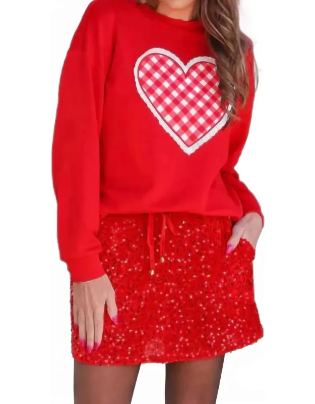 Gingham Heart Luxe Pullover