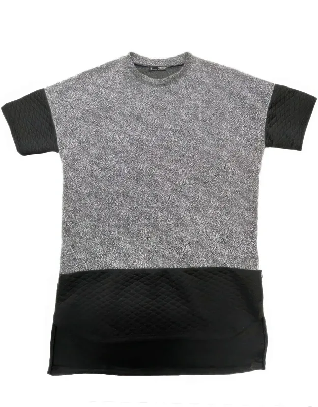 _static Marbled Short Sleeve Shirt With Relaxed Fit And Long Back Bottom Hem_