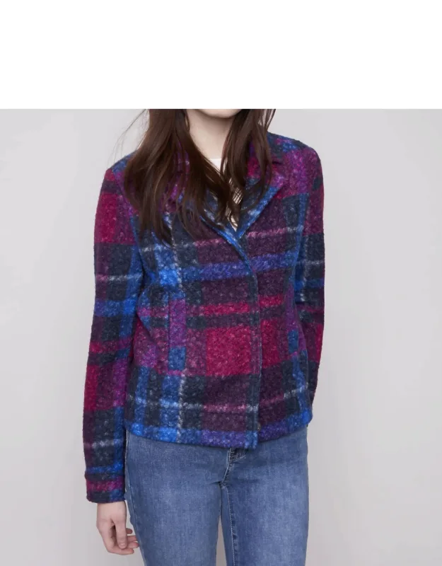 Bouclé Knit Plaid Short Jacket