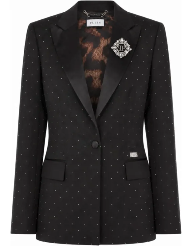 Boyfriend Fit Blazer With Satin Peak Lapel And One-button Fastening