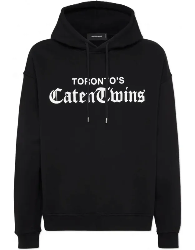 Gothic Text Print Relax Fit Hoodie