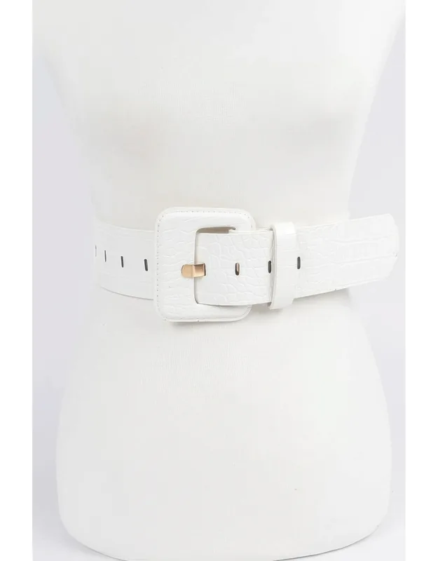 Faux Croc Leather Waist Belt