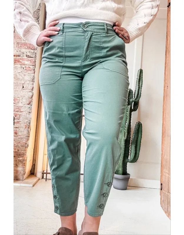 Fly Front Ankle Pants With Button Vent
