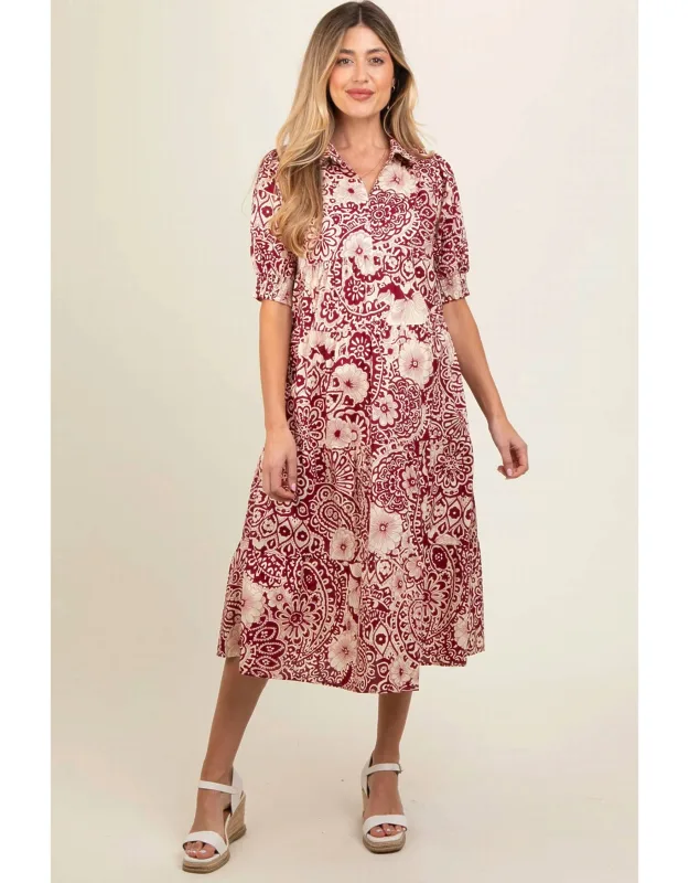 Two Tone Print A-line Tiered Dress