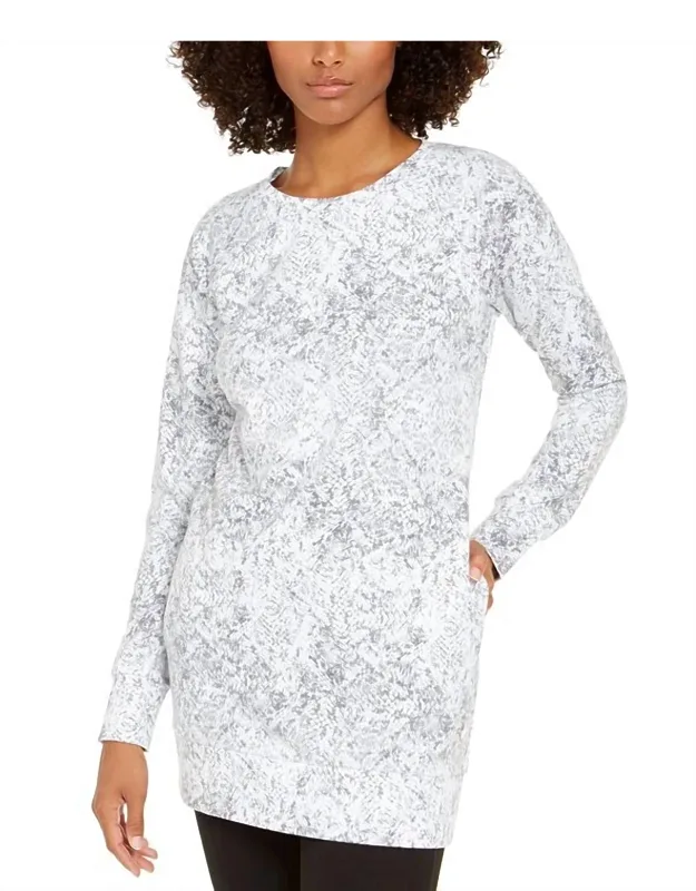 Activewear Snake Print Cowl Neck Tunic
