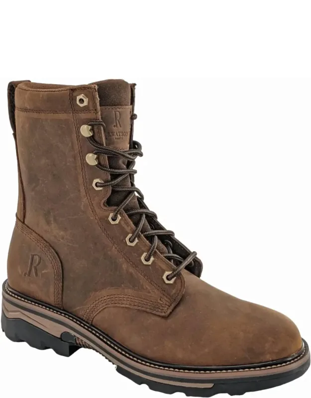 Cowhide Lace Up Round Composite Toe Work Boots