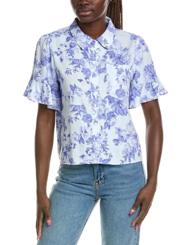 Ruff Cuff Linen-blend Shirt