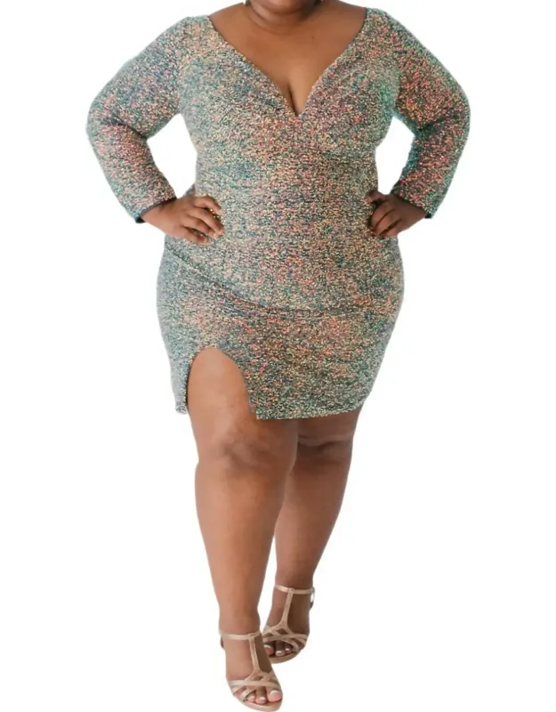 Sequin Long Sleeve Cocktail Dress