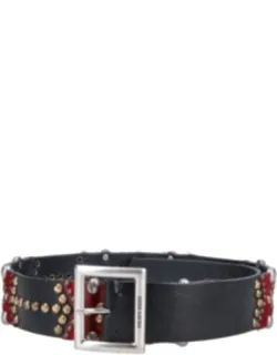 Sierra Adjustable Calf Leather And Pony Hair Belt