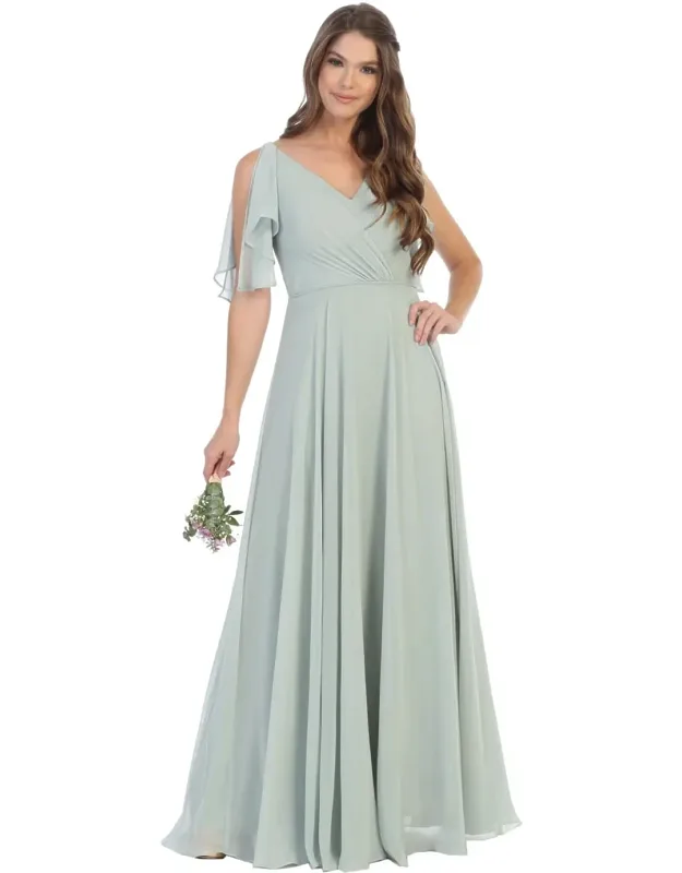 Long Formal Flutter Sleeve Dress
